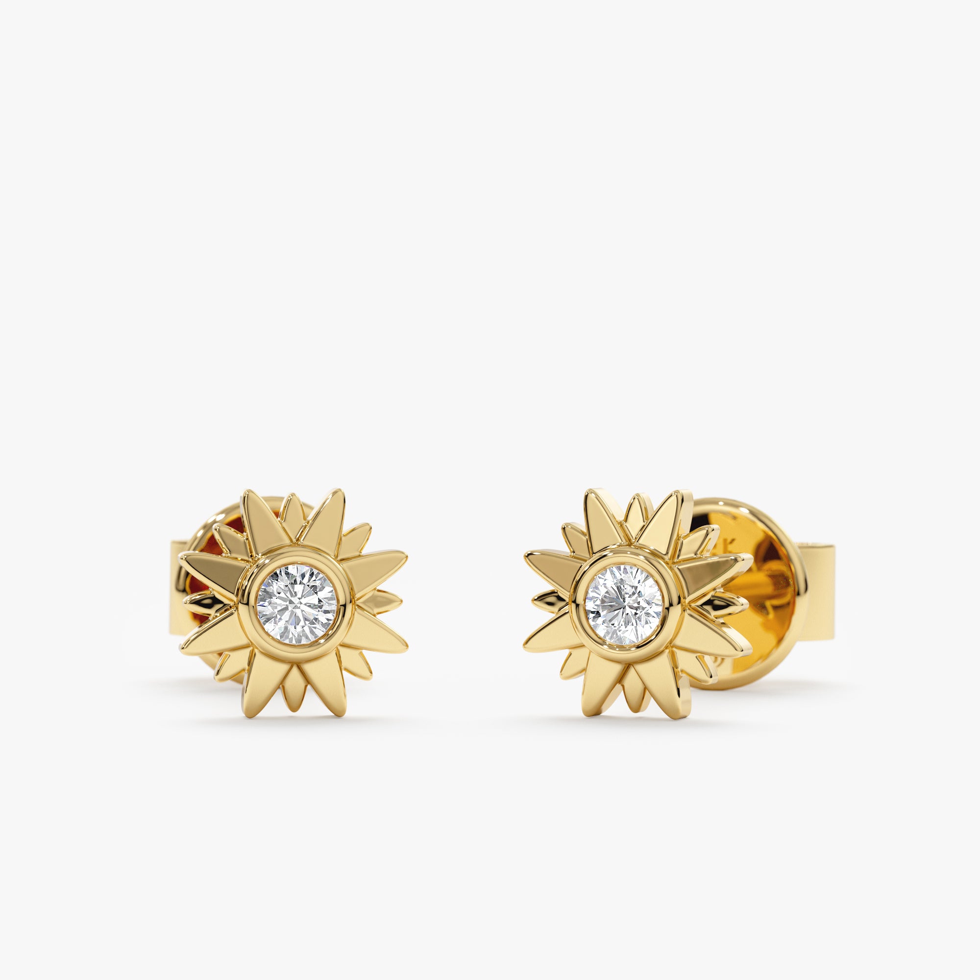 18K GOLD PLATED cheapest DIAMOND SUNFLOWER STUD EARRINGS