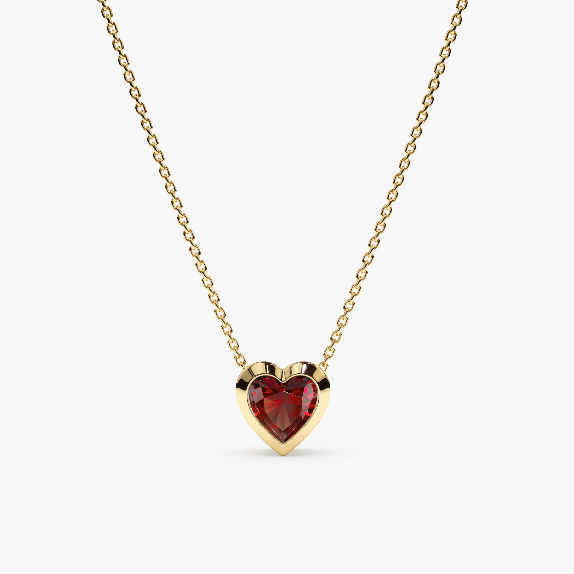 2.10 Ct Heart Cut Red Garnet Pretty Valentine Day Gift Women's Pendant 14k top Yellow Gold Finish