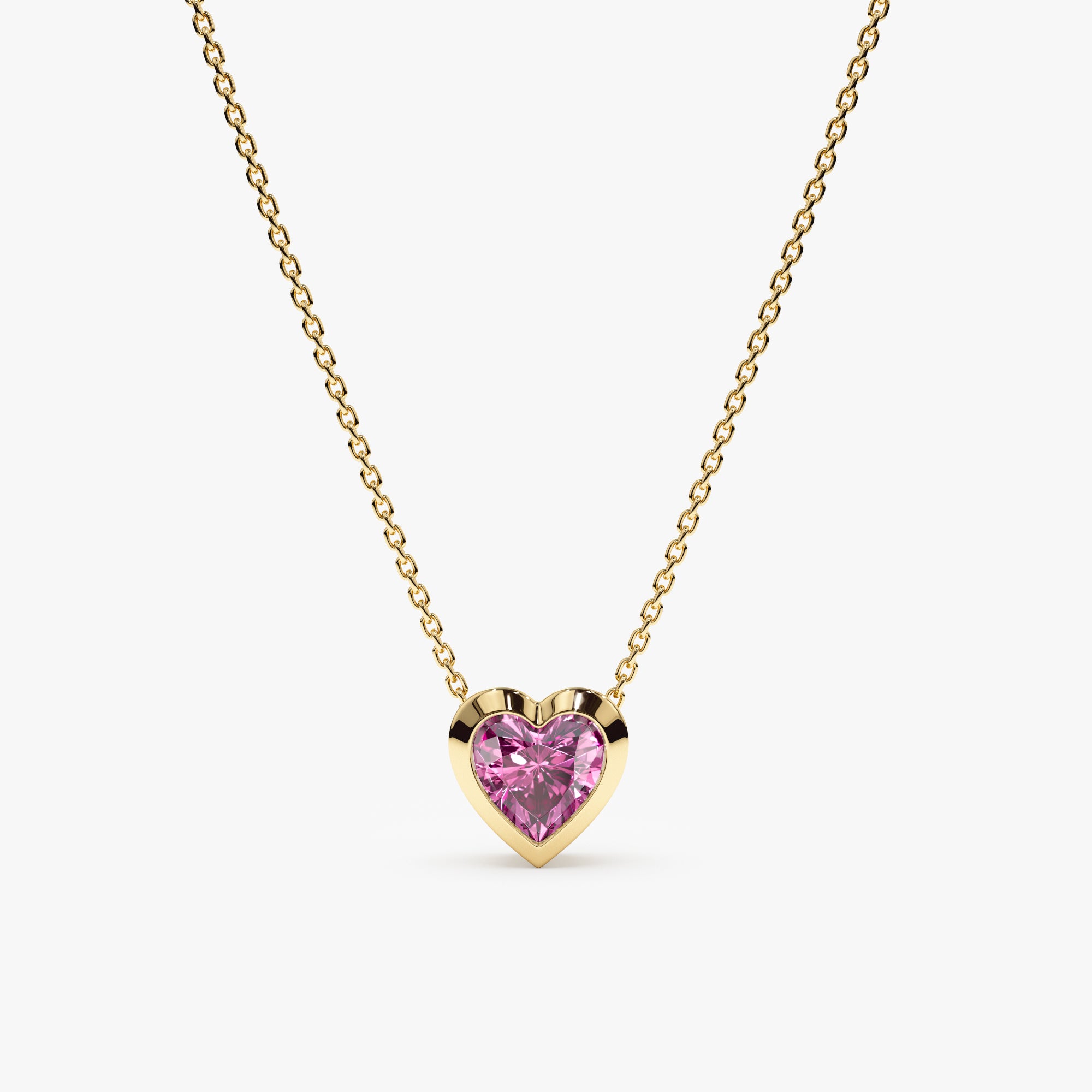 14 K Yellow Gold Heart & Teddy Bears Charm high quality or Pendant with Heart Shaped Pink Tourmaline Center Stone