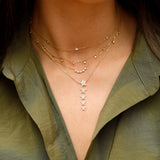 minimalist solid gold five star lariat necklace for her