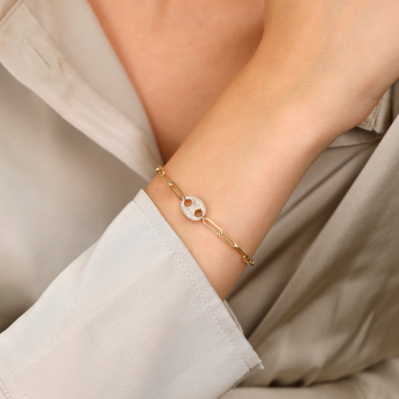 diamond-paved soda cap paperclip bracelet