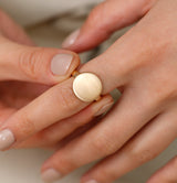 Matte Button Ring in solid Gold