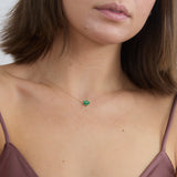 Emerald Flower with Petite Diamond Necklace, Lia