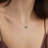 Emerald Flower with Petite Diamond Necklace, Lia