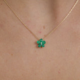 Emerald Flower with Petite Diamond Necklace, Lia