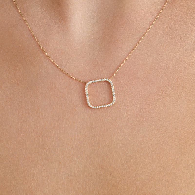 Diamond Square Pendant Necklace, Oaklyn