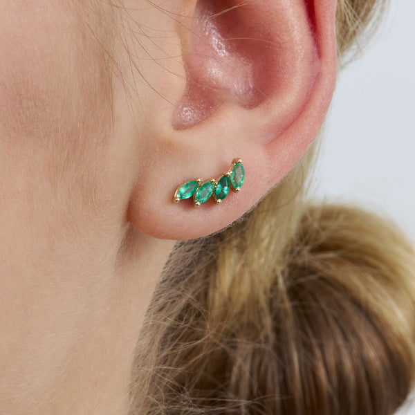 Natural Emerald Ear Climber, Rosemary