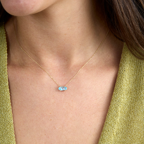 Oval Blue Topaz Necklace, Hiba