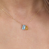 Blue Topaz and Citrine Toi et Moi Necklace, Grace