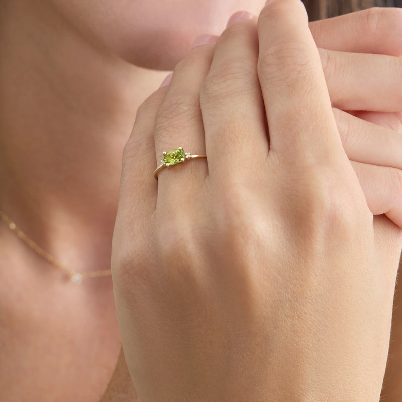 Peridot Diamond Engagement Ring, Waverly