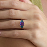 Amethyst and blue topaz ring