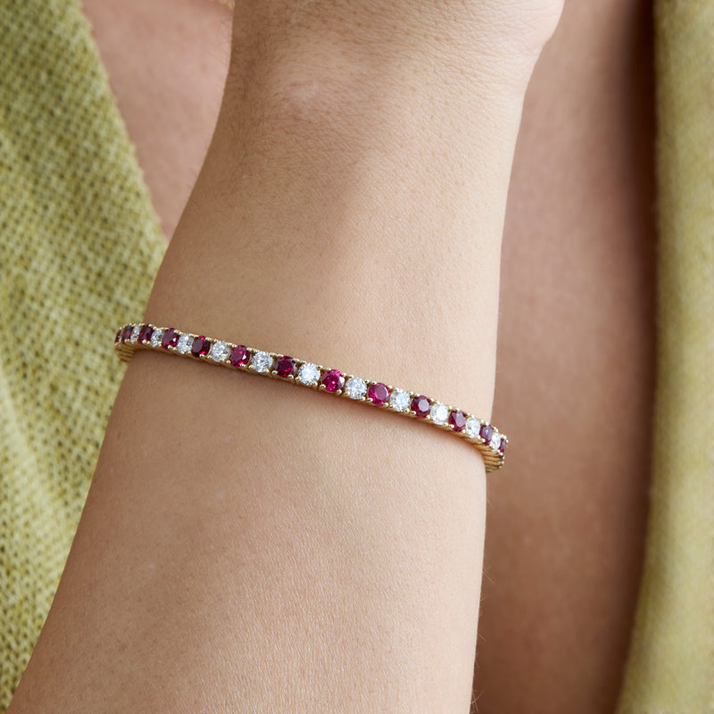 Lab-Grown Ruby and Diamond Tennis Bracelet, Royal