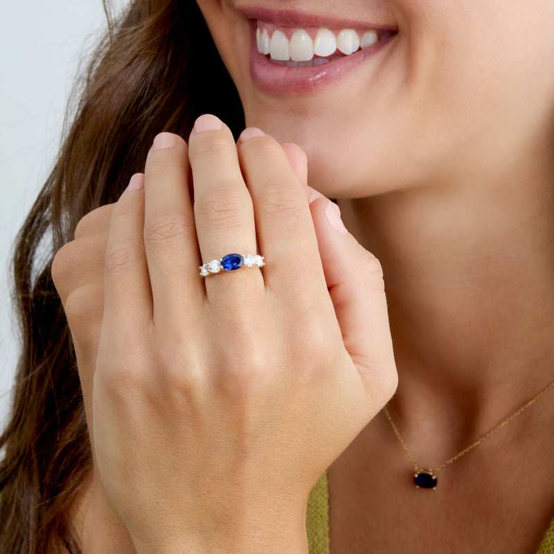 Lab Grown Diamond and Sapphire Ring, Meredith