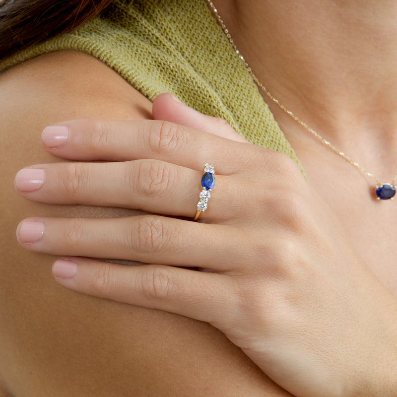 Lab Grown Diamond and Sapphire Ring, Meredith