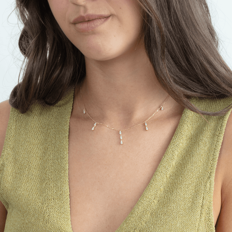 Diamond Droplets Station Necklace, Luella