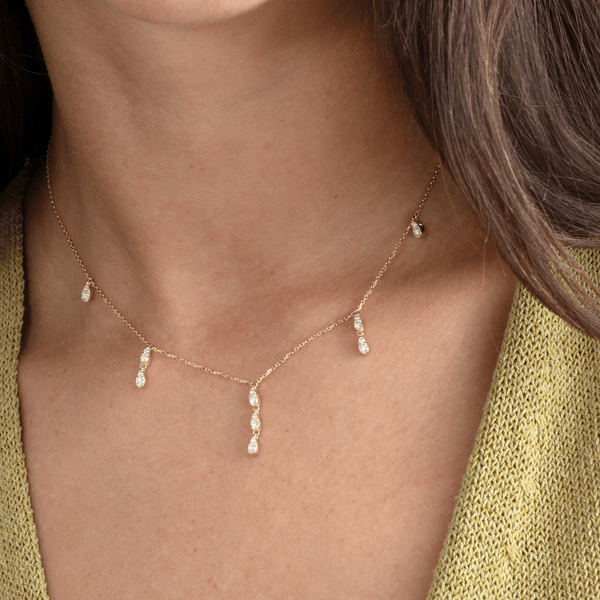 Diamond Droplets Station Necklace, Luella