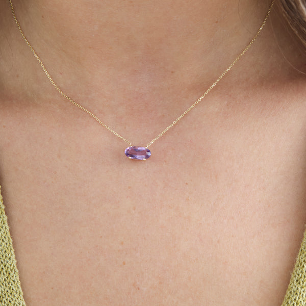 Dainty Oval Amethyst Necklace, Rahaf