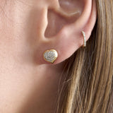 Puffed Diamond Heart Stud Earrings, Kree