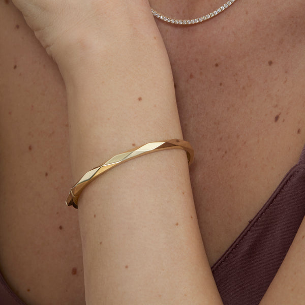 Solid Gold Textured Bangle