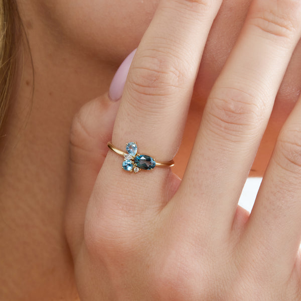 Blue Topaz and Diamond Cluster Ring, Paige