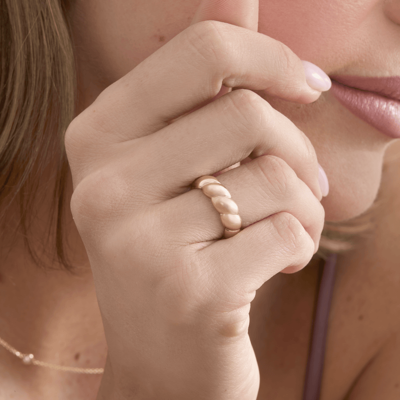 Solid Gold Croissant Ring, Barbara