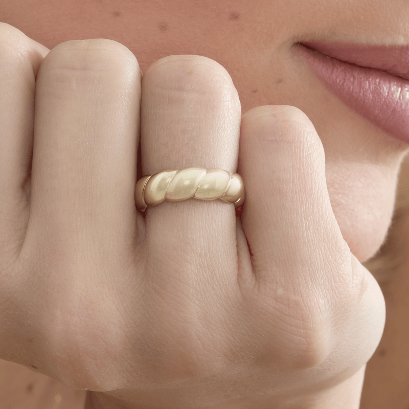 Solid Gold Croissant Ring, Barbara