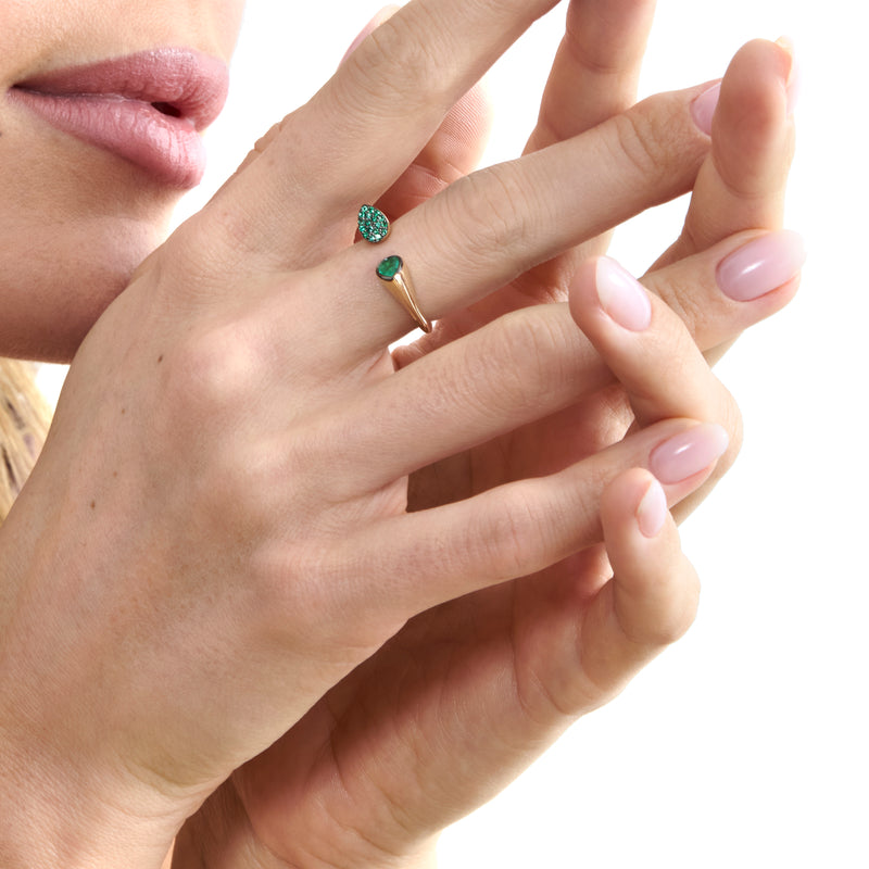 Double Emerald Open Ring, Evie