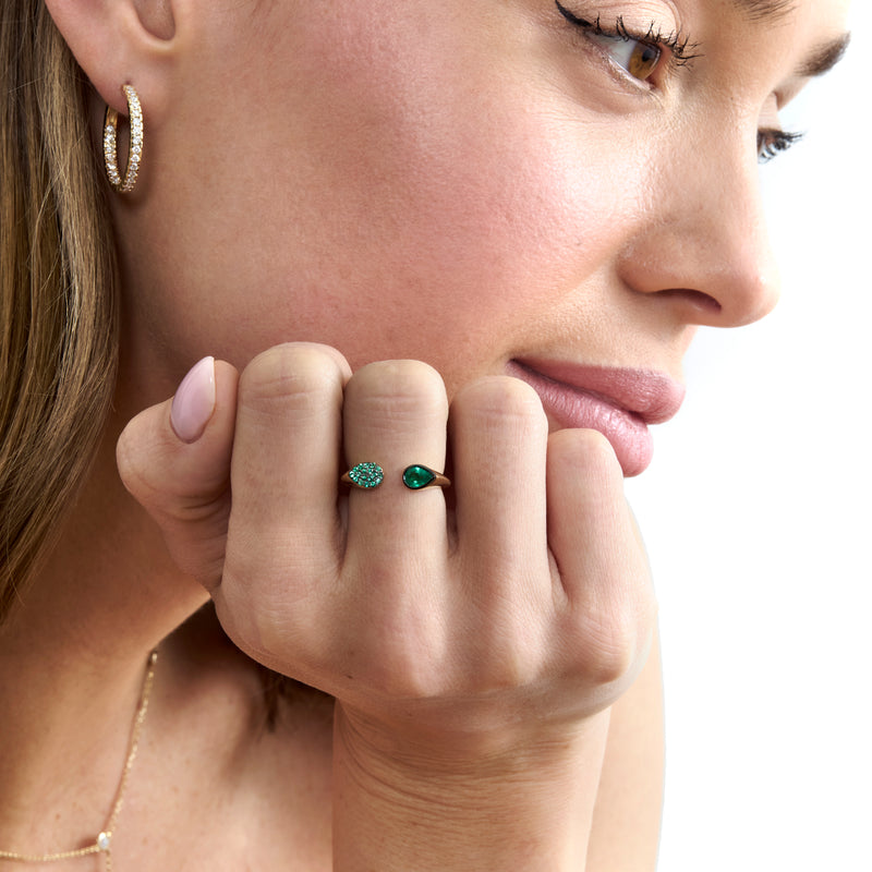 Double Emerald Open Ring, Evie