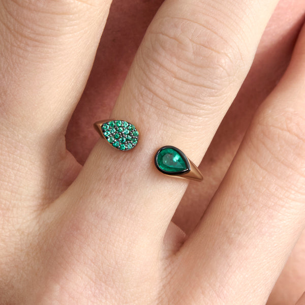 Double Emerald Open Ring, Evie