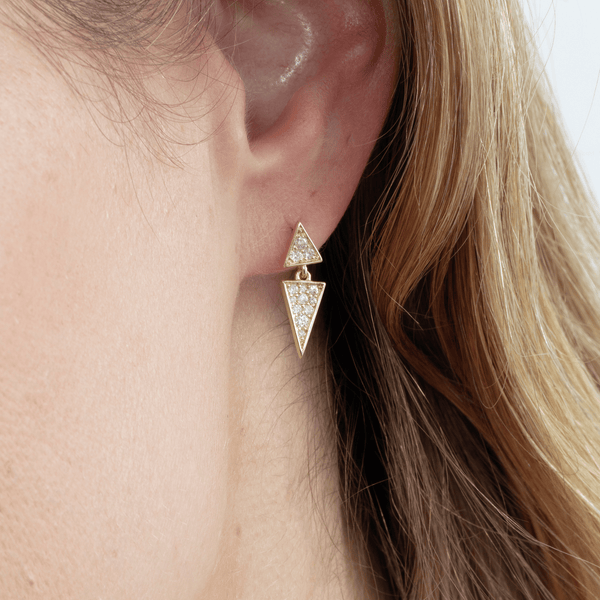 14k Diamond Triangle Earrings