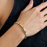 14k Gold Ribbed Emerald Bangle