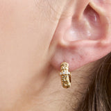 14k Ribbed Diamond Hoop Earring