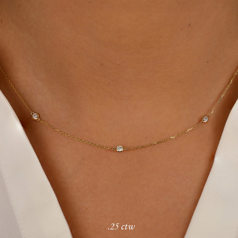 Minimalist Dainty Diamond bezel Necklace