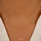 Solid Gold multiple diamond Bezel Necklace