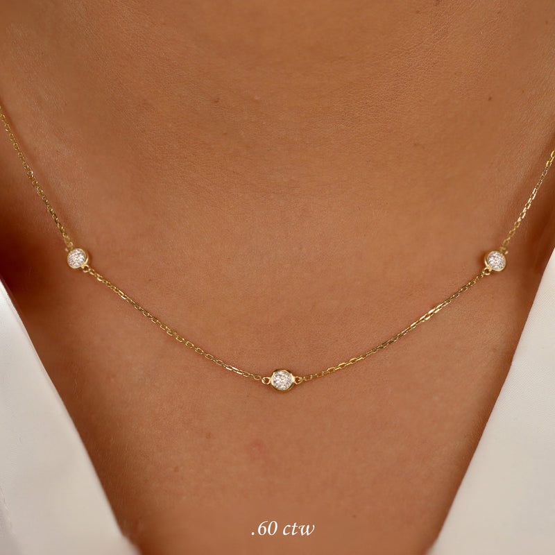 handcrafted Dainty multi Diamond Necklace