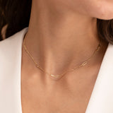 14k gold paperclip and cable chain design