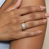 white diamond flower band in 18k gold