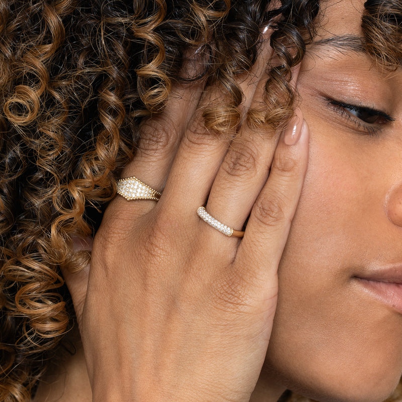 14k solid gold rings paved with natural white diamonds