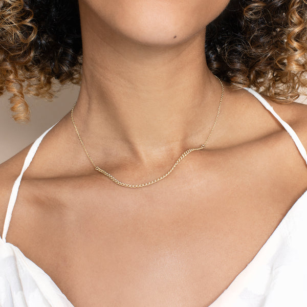 solid gold half cuban chain necklace
