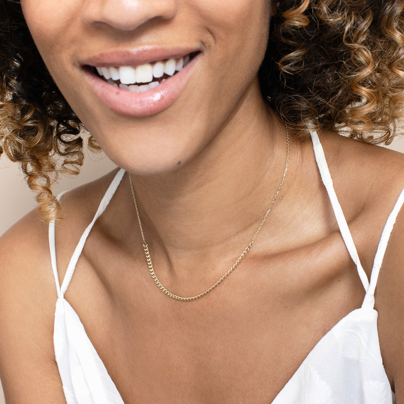 14k solid gold cuban chain half cable necklace