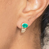 oval emerald art deco huggie earring