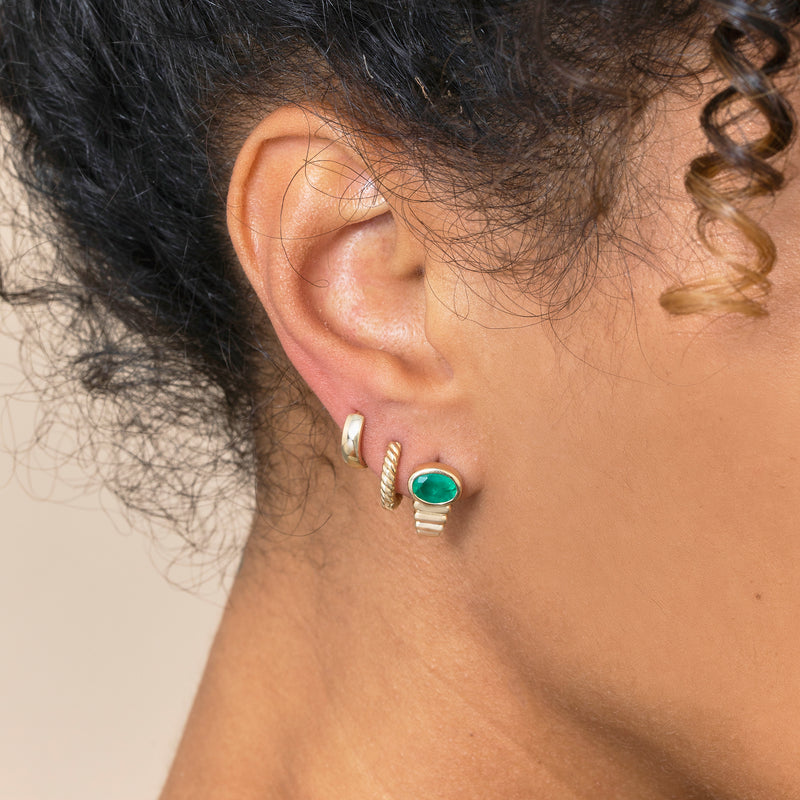 sarah elise fine jewelry solidgold and emerald ear stack