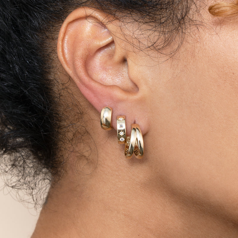 natural diamond and solid gold ear rings