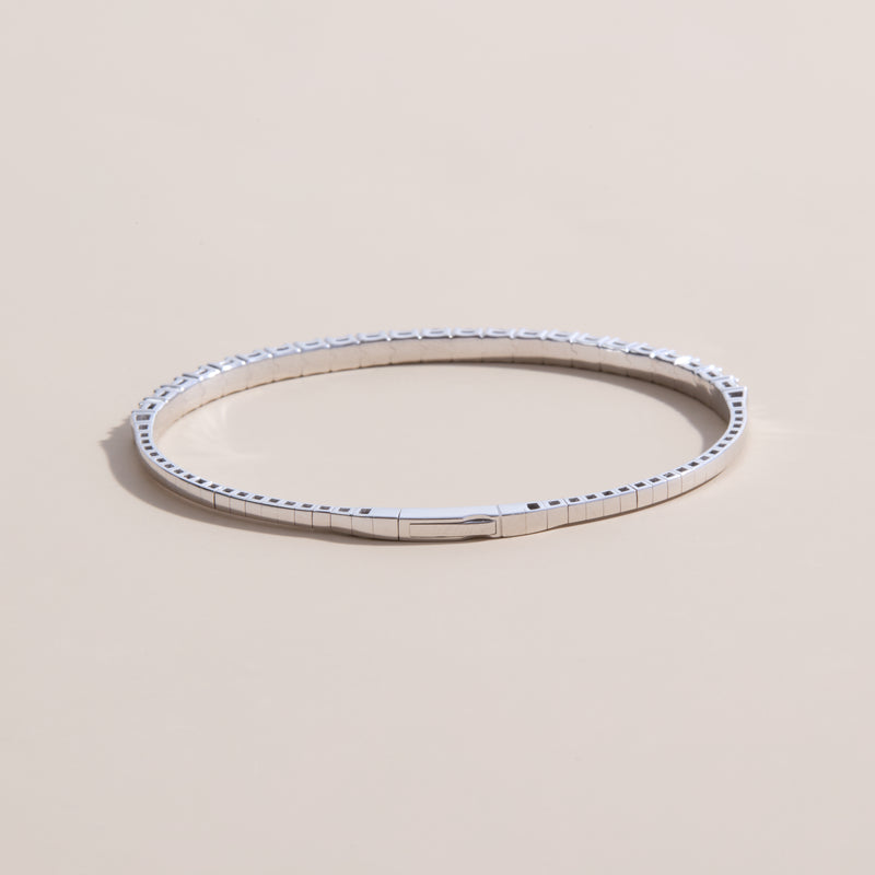 lab grown half eternity bangle in 14k white gold 