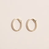 oval 14k gold lab diamond hoop earrings