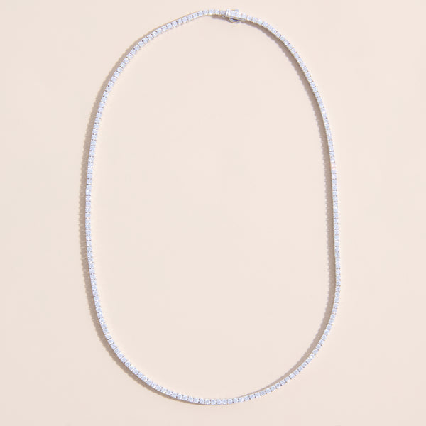 lab grown tennis necklace in 14k white gold 