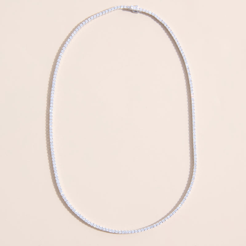 lab grown tennis necklace in 14k white gold 