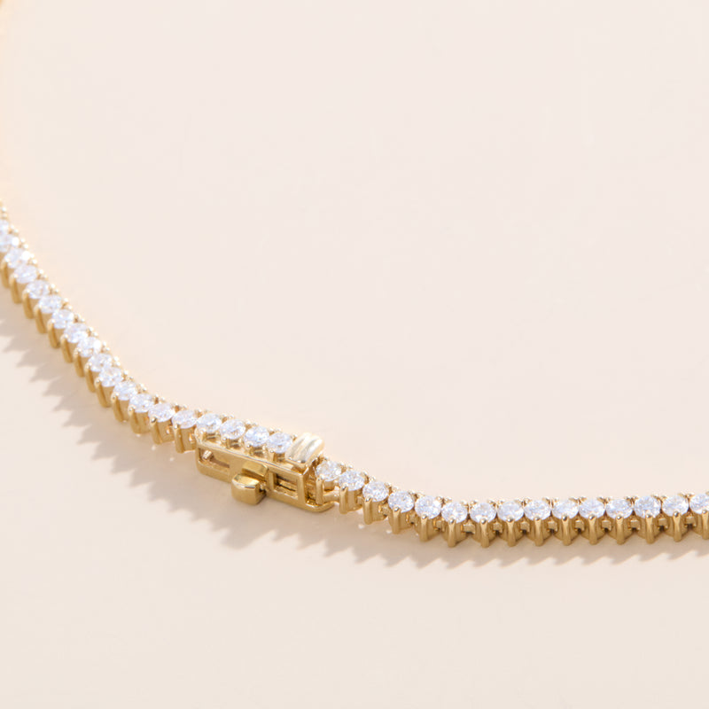 14k yellow gold white diamond necklace with secure clasp 