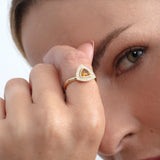 natural citrine statement ring with white diamonds 