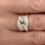 thick pave diamond interlocked chain link ring 